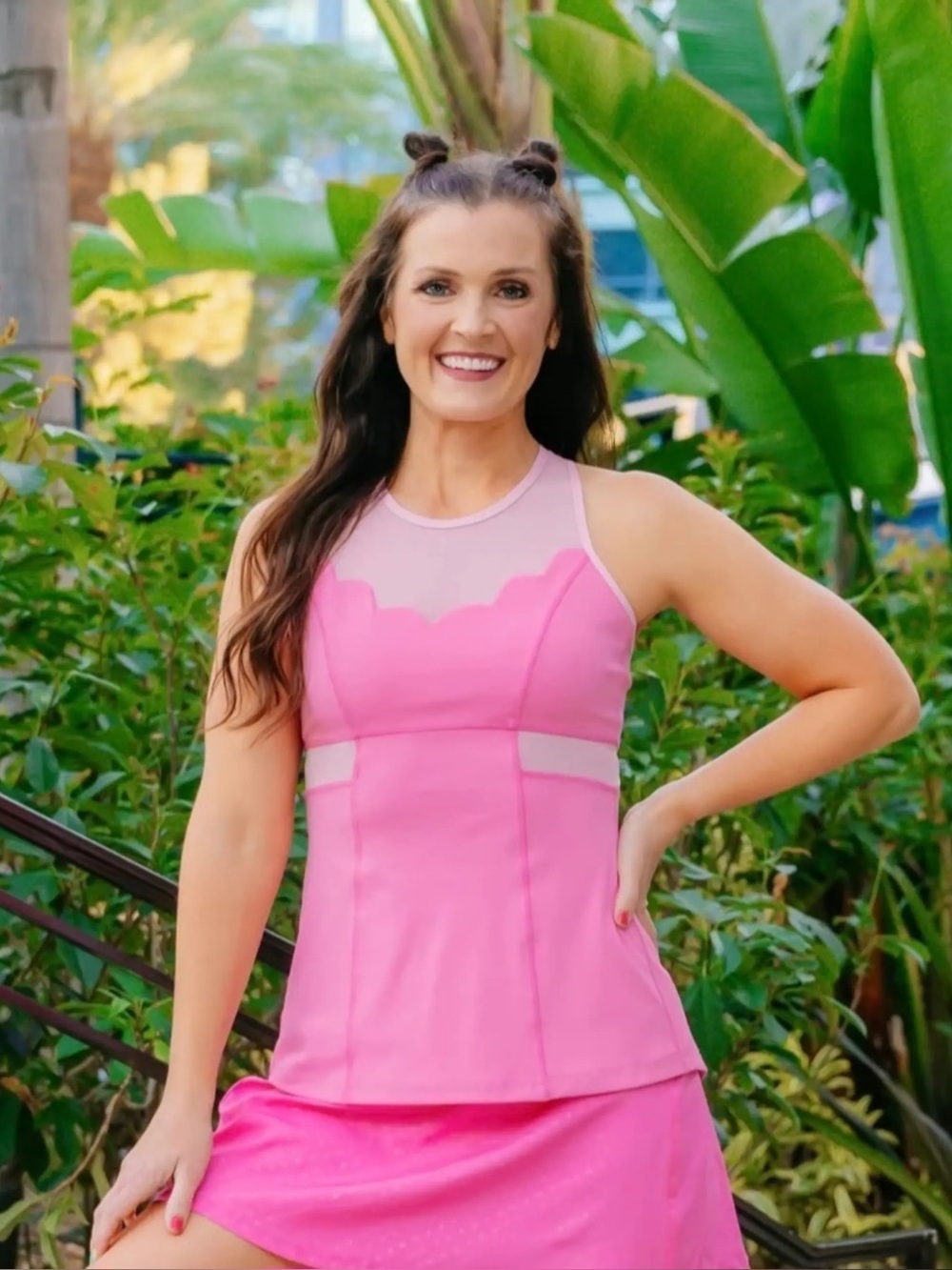 CROWNED ATHLETICS Women's Pink Mermaid Mesh-Detail Athletic Tank Top XXL NWOT